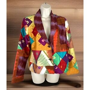 Sharon Anthony Vintage 100% Silk Multicolored Y2K Boho Hippie Formal Party Sz M